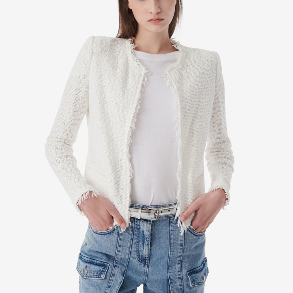IRO Shavani Tweed Jacket, Ivory, Size FR 38 / US 6